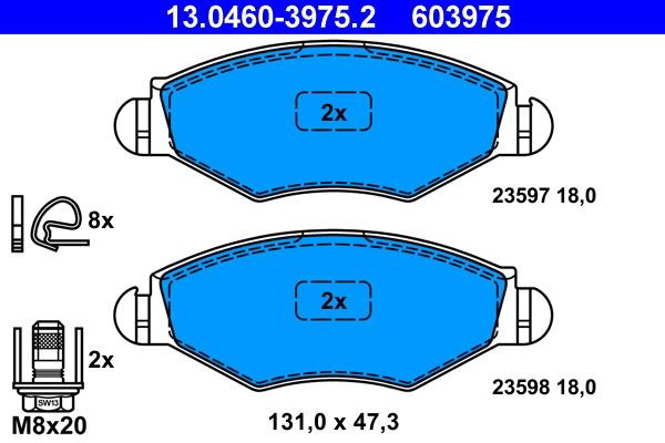 Передні тормозні колодки 13046039752 ATE