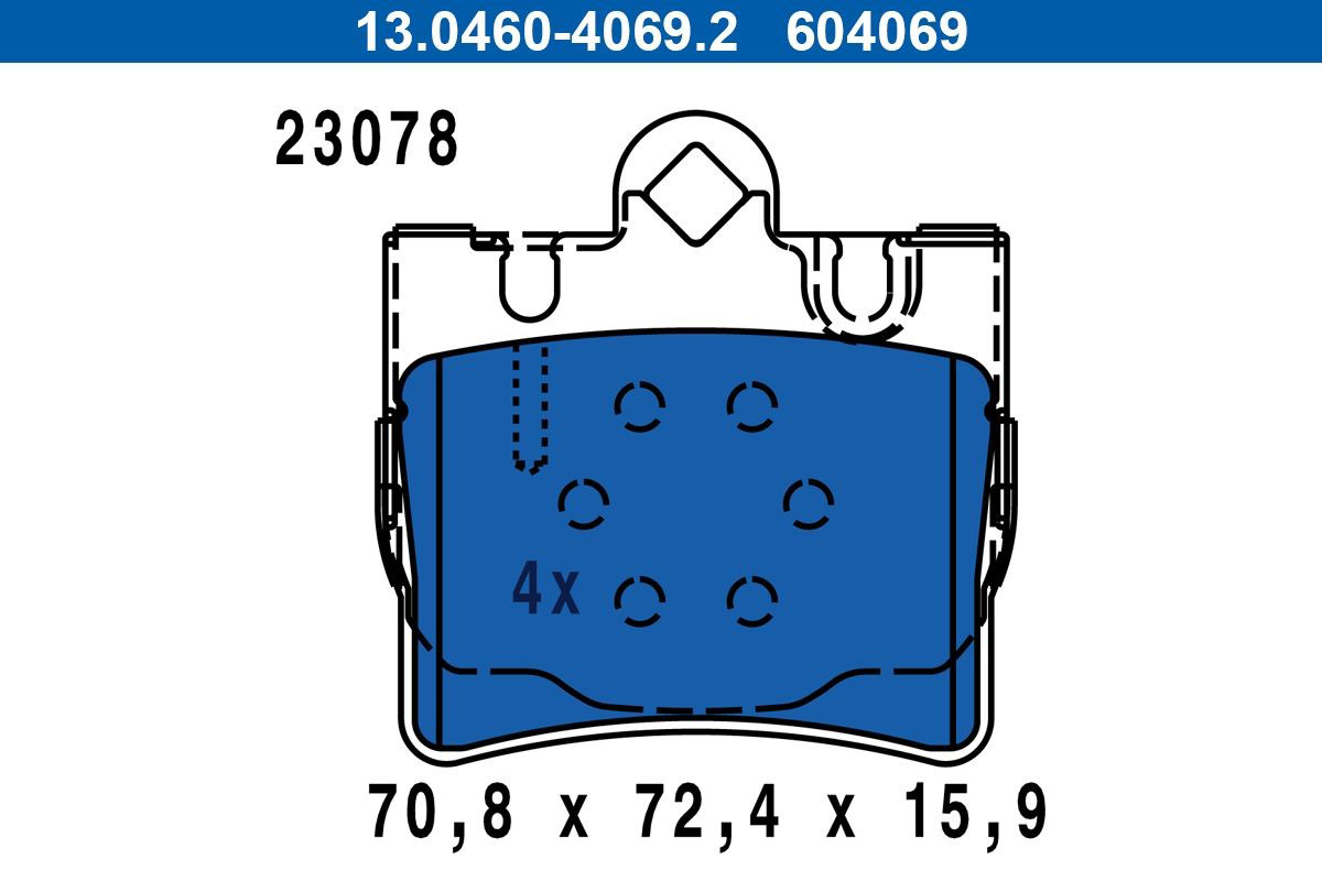 Задні гальмівні колодки ATE 13046040692 ціна, від 45.70 USD