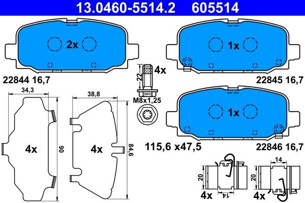 Задні гальмівні колодки ATE 13046055142 ціна, від 55.05 USD
