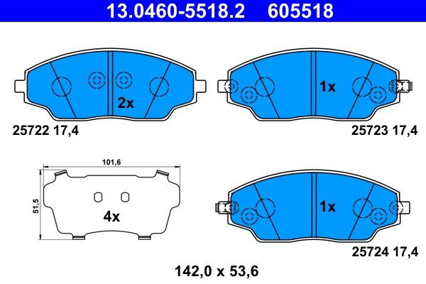 Гальмівні колодки ATE 13046055182 ціна, від 23.72 USD