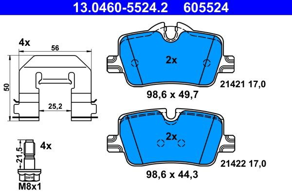 Задні гальмівні колодки ATE 13046055242 ціна, від 90.28 USD