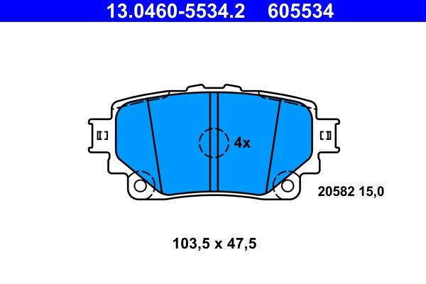 Задні гальмівні колодки ATE 13046055342 ціна, від 38.09 USD
