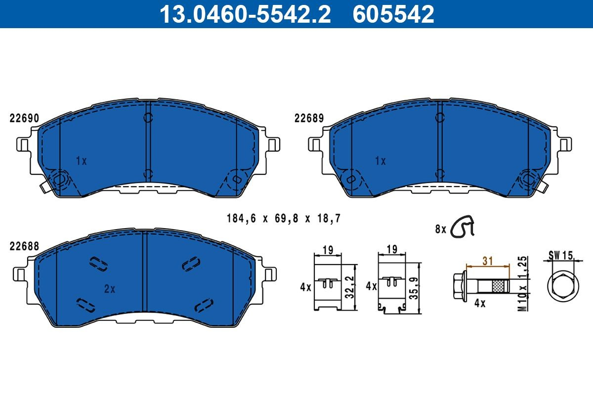 JB3C2001AC Ford Передні гальмівні колодки