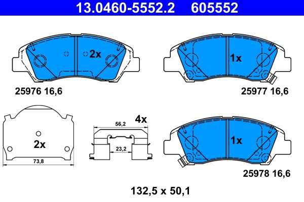 Гальмівні колодки ATE 13046055522 ціна, від 22.10 USD