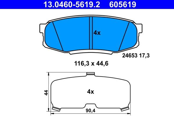 Задні гальмівні колодки ATE 13046056192 ціна, від 40.20 USD