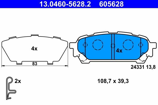 Задні гальмівні колодки ATE 13046056282 ціна, від 20.42 USD