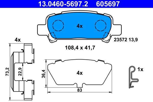 Задні гальмівні колодки ATE 13046056972 ціна, від 19.02 USD