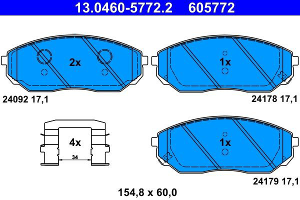 Гальмівні колодки ATE 13046057722 ціна, від 30.41 USD