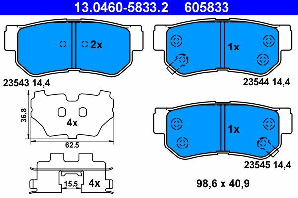 Задні гальмівні колодки ATE 13046058332 ціна, від 16.87 USD