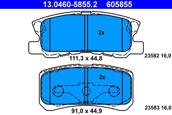 Задні гальмівні колодки ATE 13046058552 ціна, від 24.07 USD