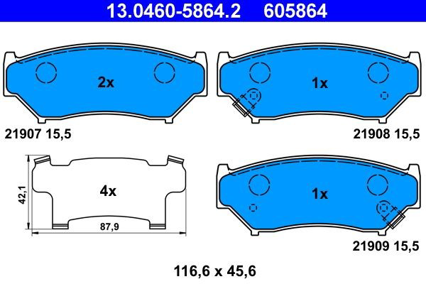 Гальмівні колодки ATE 13046058642 ціна, від 14.06 USD