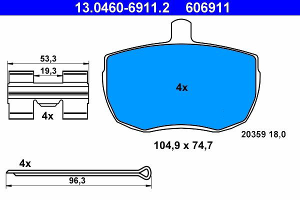 Гальмівні колодки ATE 13046069112 ціна, від 17.10 USD