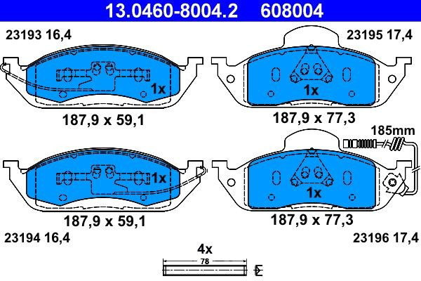 Гальмівні колодки ATE 13046080042 ціна, від 34.28 USD