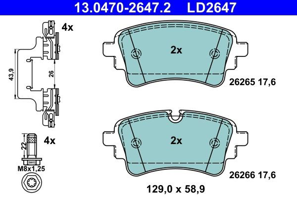 Задні гальмівні колодки ATE 13047026472 ціна, від 111.30 USD