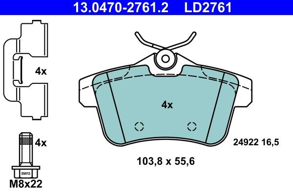 Задні гальмівні колодки ATE 13047027612 ціна, від 26.32 USD