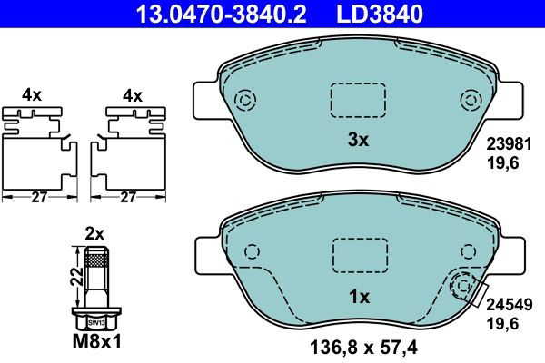 Гальмівні колодки ATE 13047038402 ціна, від 27.62 USD