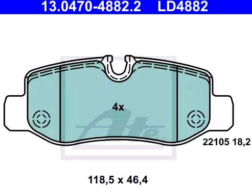 Задні гальмівні колодки ATE 13047048822 ціна, від 41.45 USD