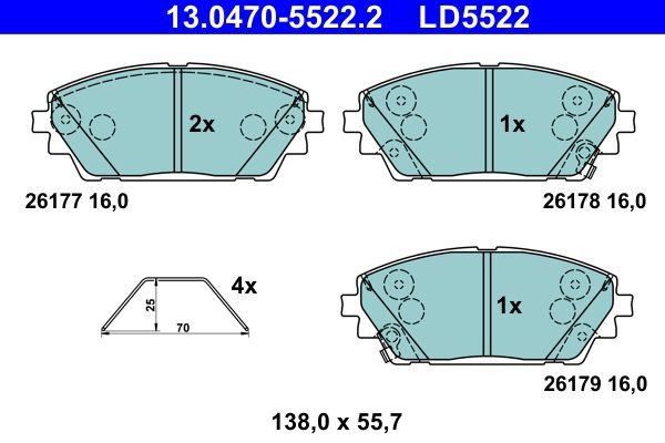 Гальмівні колодки ATE 13047055222 ціна, від 56.54 USD