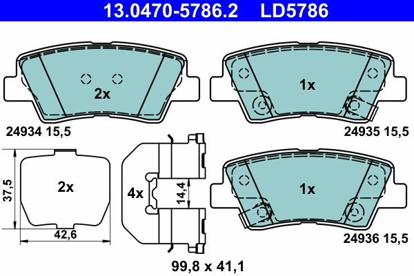 Задні гальмівні колодки ATE 13047057862 ціна, від 17.86 USD
