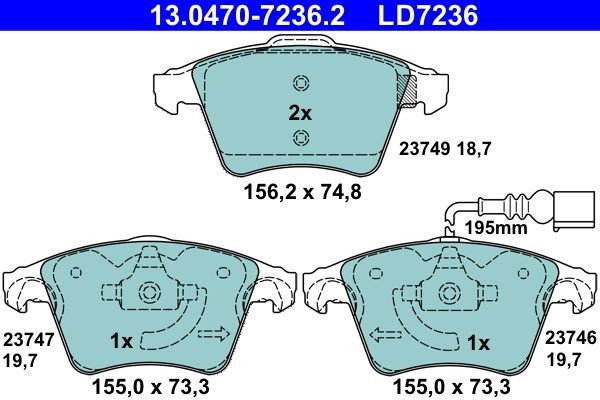 Гальмівні колодки ATE 13047072362 ціна, від 33.68 USD