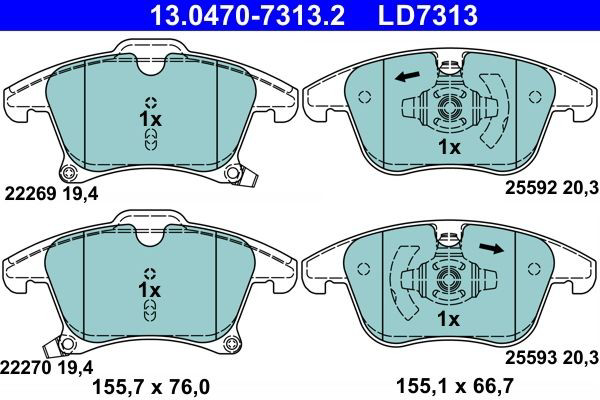 Гальмівні колодки ATE 13047073132 ціна, від 40.92 USD