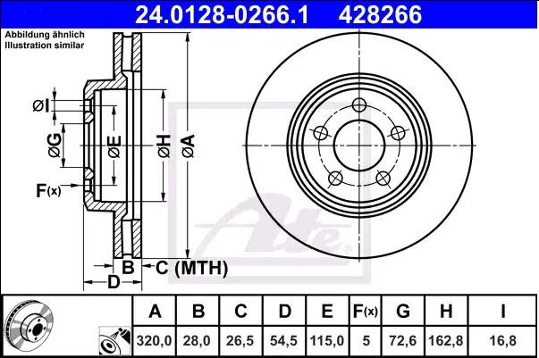 Диск переднього гальма ATE 24012802661 ціна, від 79.35 USD