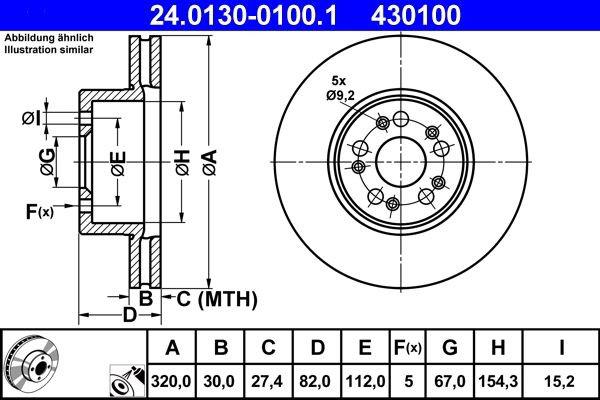 Диск переднього гальма ATE 24013001001 ціна, від 77.52 USD