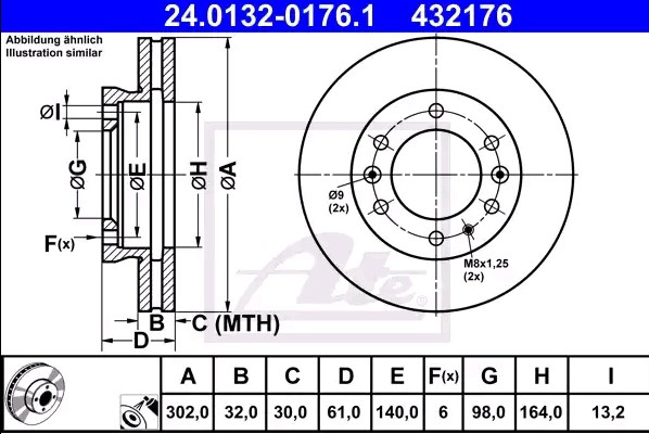 Диск переднього гальма ATE 24013201761 ціна, від 114.74 USD