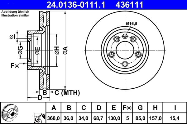 Диск переднього гальма ATE 24013601111 ціна, від 100.49 USD