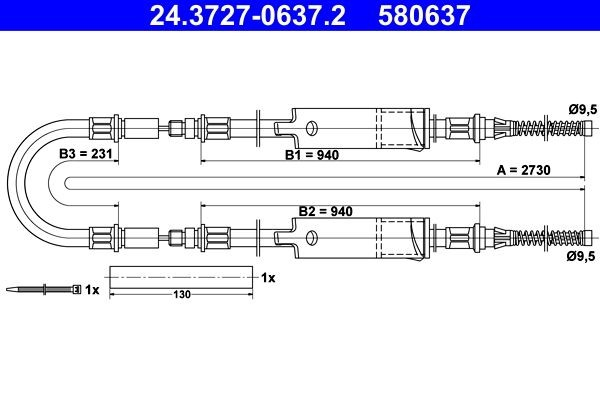 Трос ручного гальма задній, правий/лівий Adriauto AD130277 ціна, від 21.80 USD