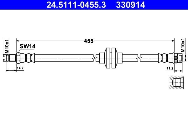 Шланг гальмівний передній K&K FT0373 ціна, від 9.70 USD