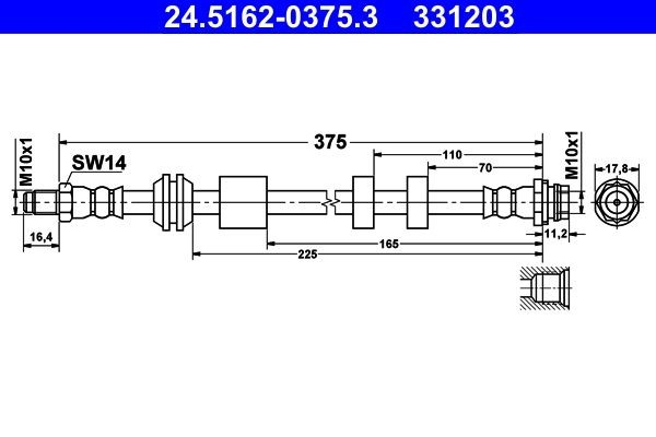 Гнучка гальмівна трубка передня на Volvo S80 II AS, AR