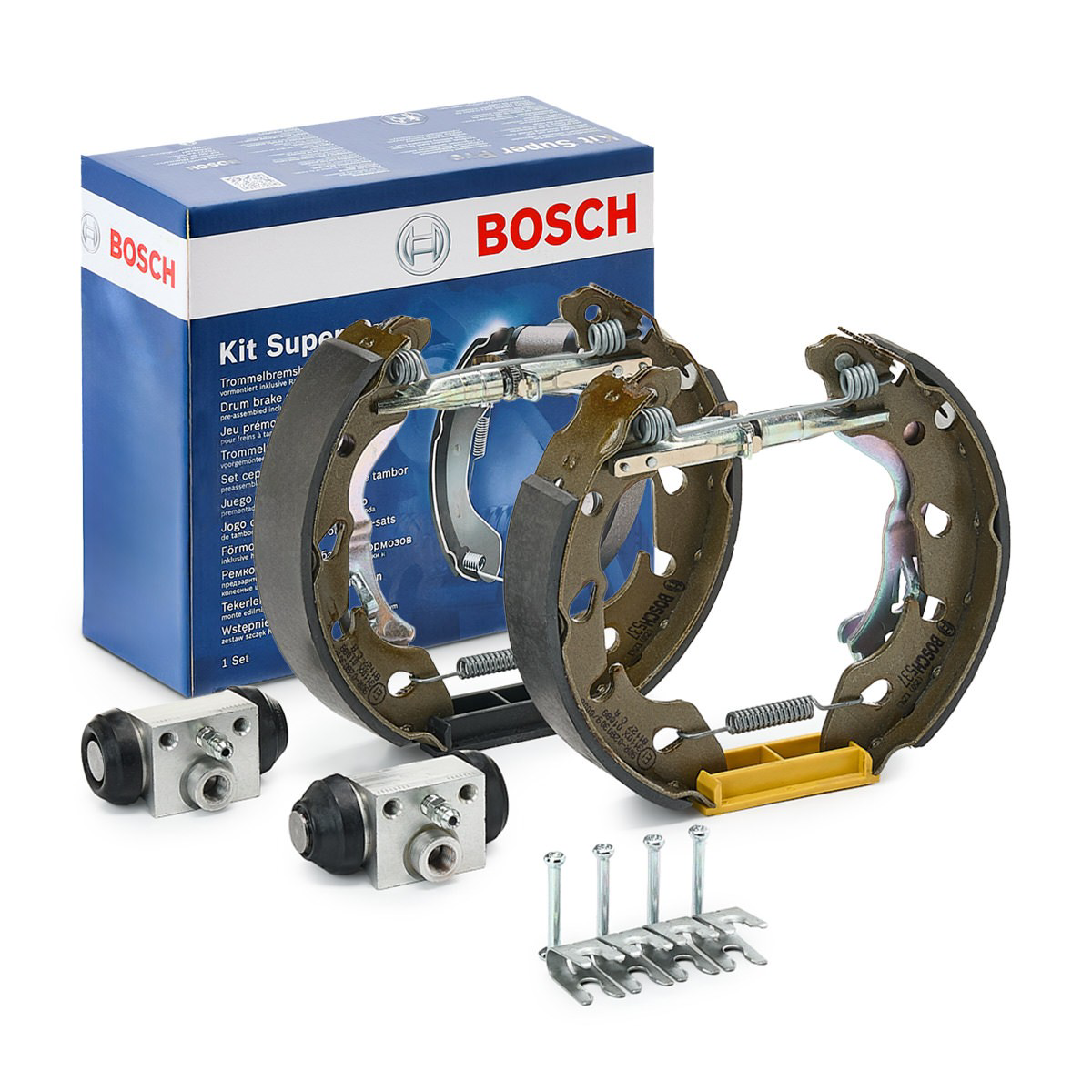 Купити 0204114683 Bosch Колодки гальмівні задні барабанні, в зборі з циліндруми, комплект