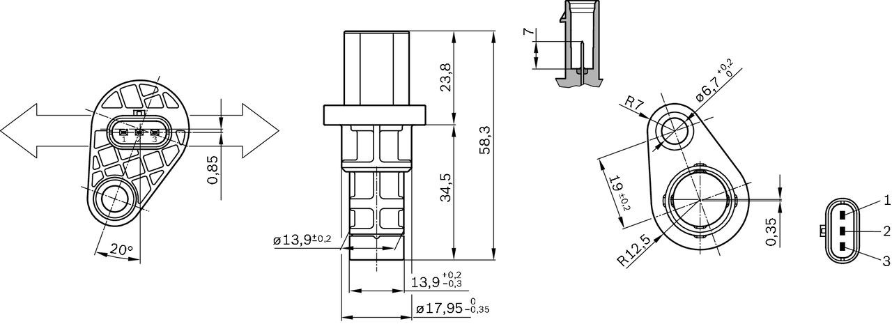 Датчик положення колінвала Bosch 0261210318