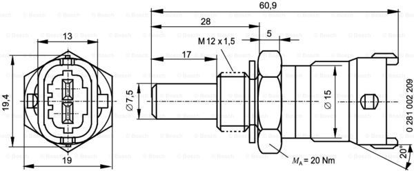 Термодатчик охолоджуючої рідини Bosch 0281002209 ціна, від 6.85 USD