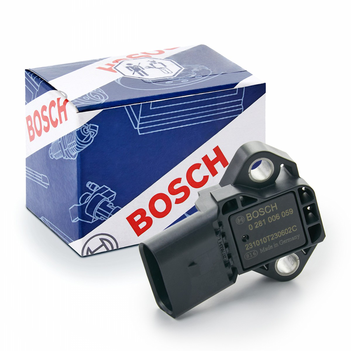 Купити 0281006059 Bosch Датчик тиску наддуву (датчик нагнітання повітря в турбіну)