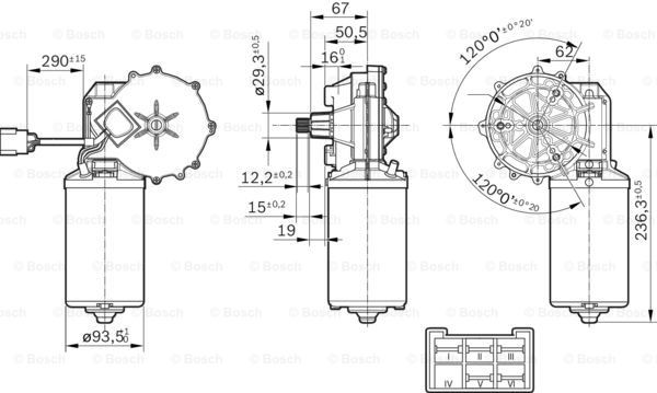 0986337451 Bosch Мотор склоочисника скла (трапеції)