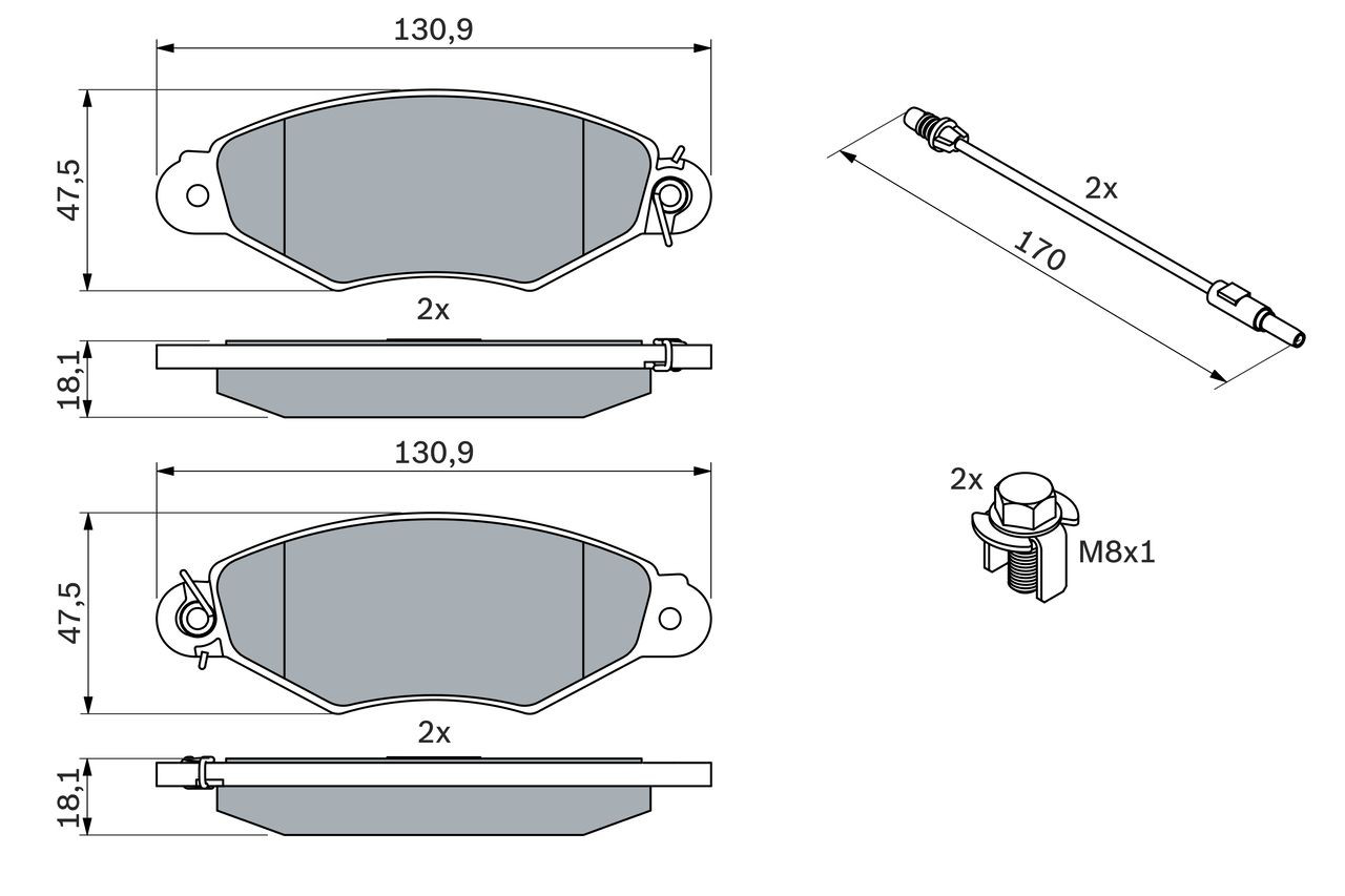 Купити 0986424455 Bosch Колодки гальмівні передні, дискові