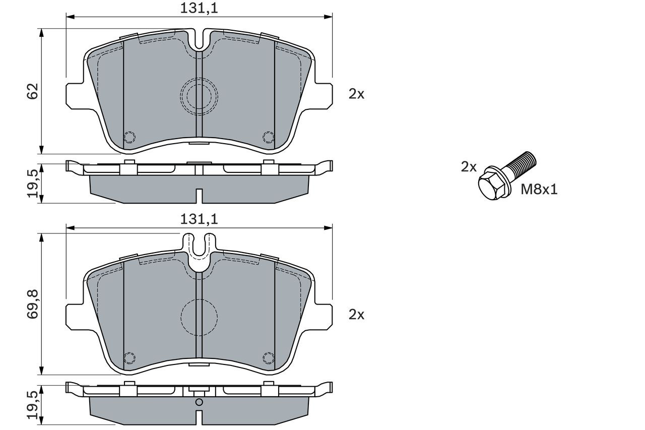 Передні тормозні колодки 0986424517 Bosch