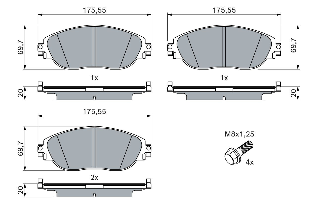 Гальмівні колодки Bosch 0986424628 ціна, від 41.44 USD