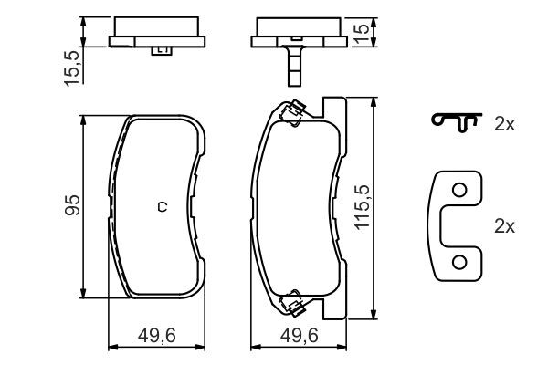 Передні тормозні колодки 0986424697 Bosch