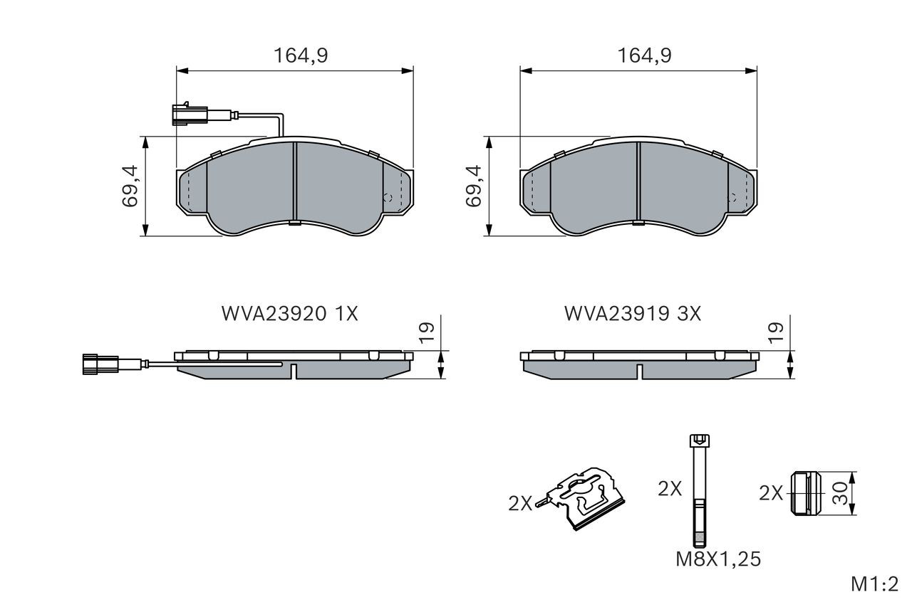 Передні тормозні колодки 0986424769 Bosch