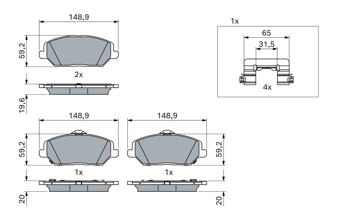Гальмівні колодки Bosch 0986424862 ціна, від 56.35 USD