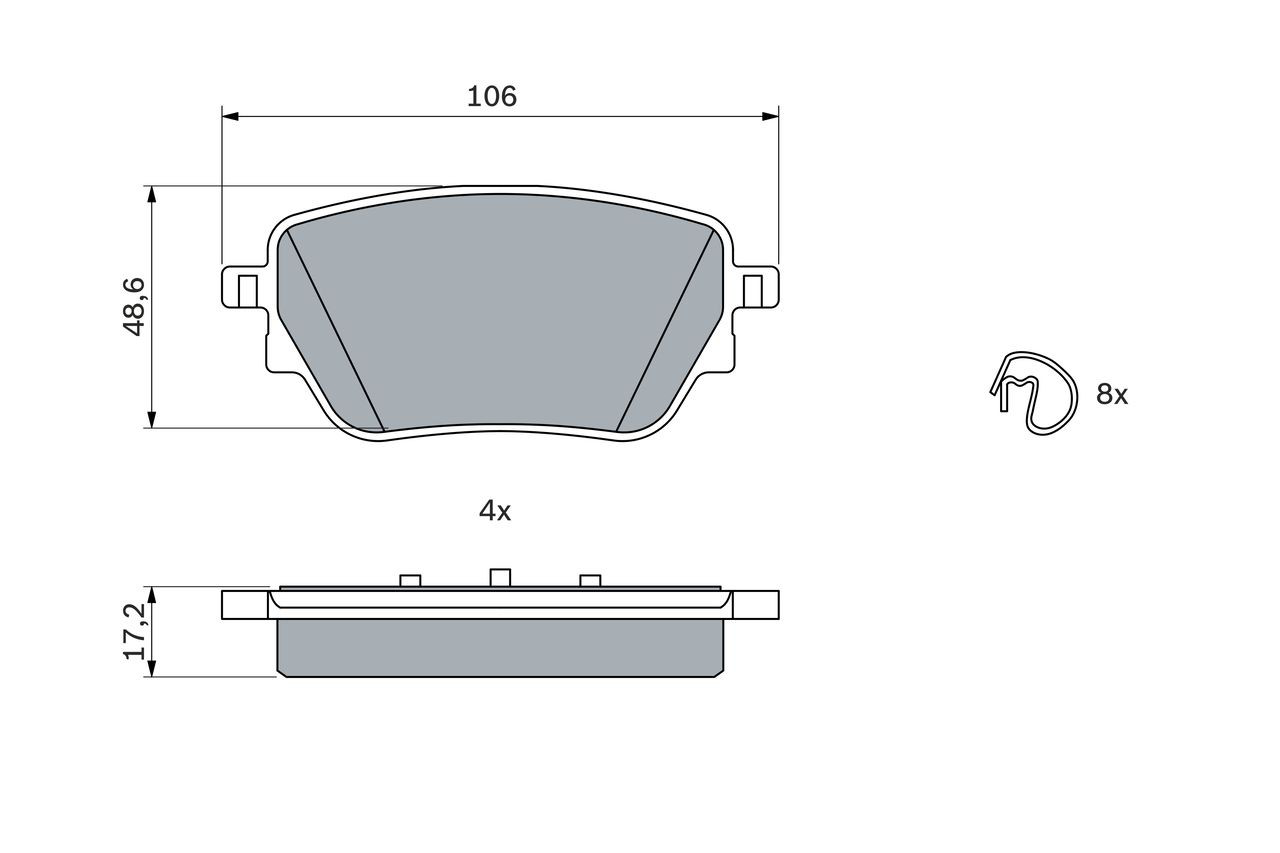 Задні гальмівні колодки 0986424889 Bosch