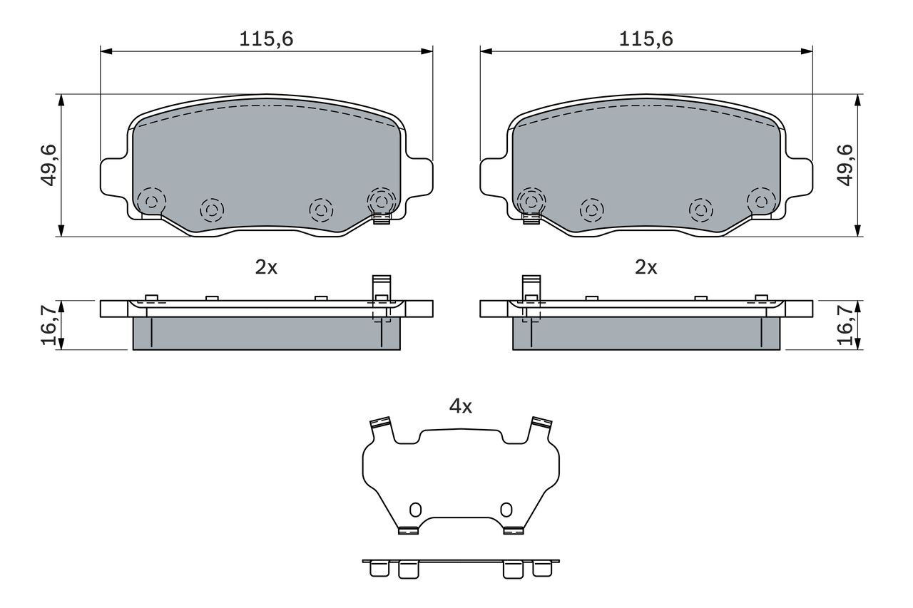 Задні гальмівні колодки 0986424961 Bosch