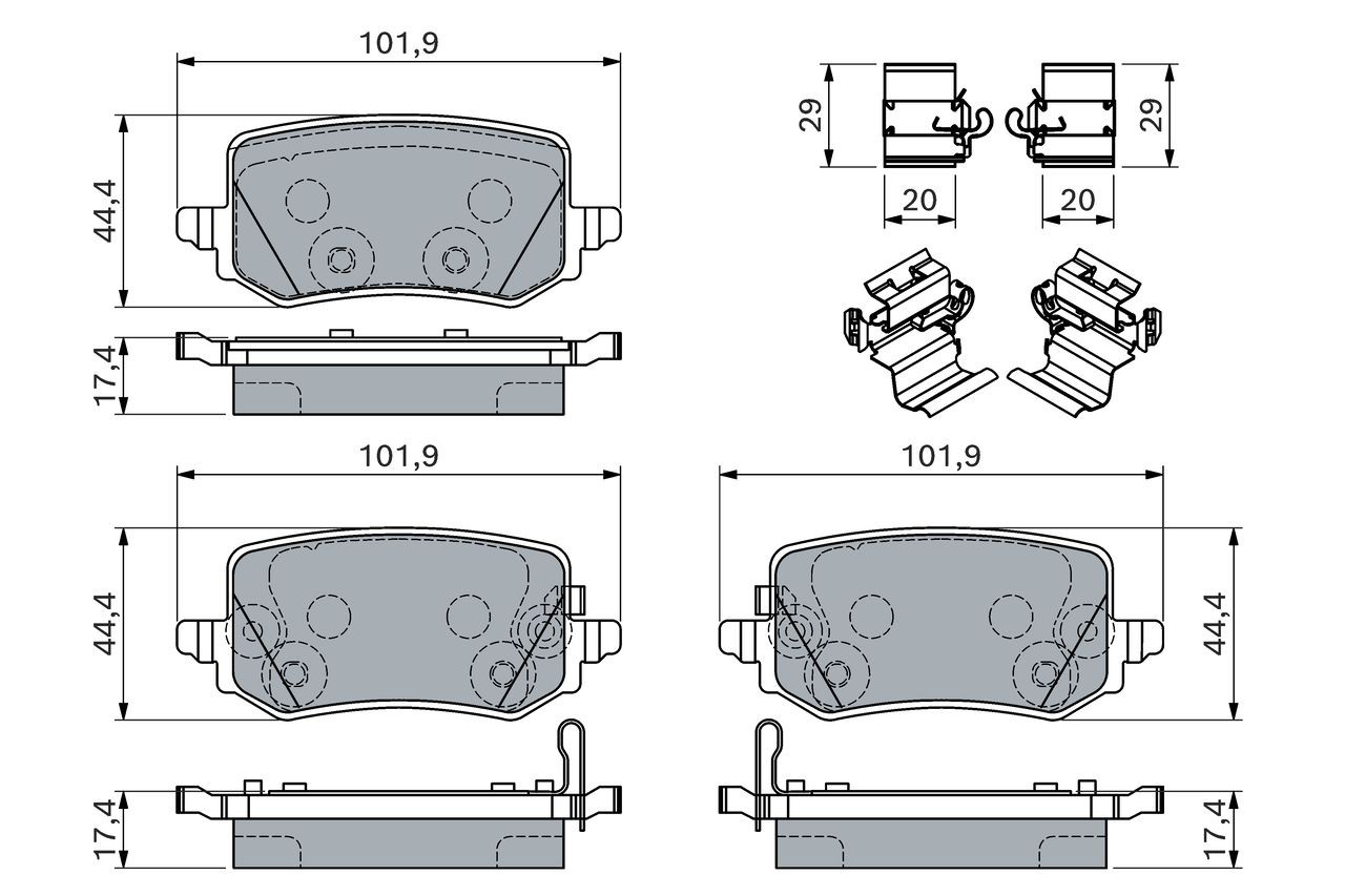 Задні гальмівні колодки 0986460161 Bosch