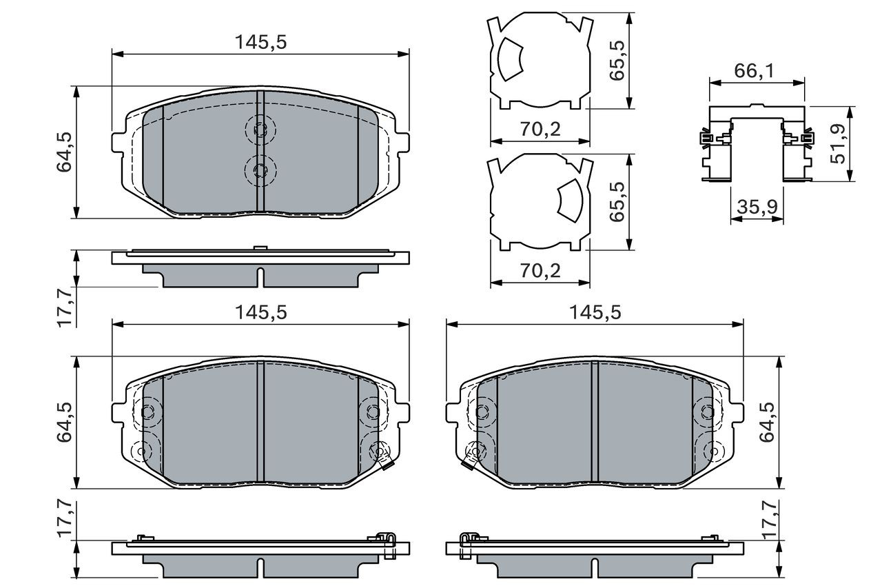 Передні тормозні колодки 0986460164 Bosch