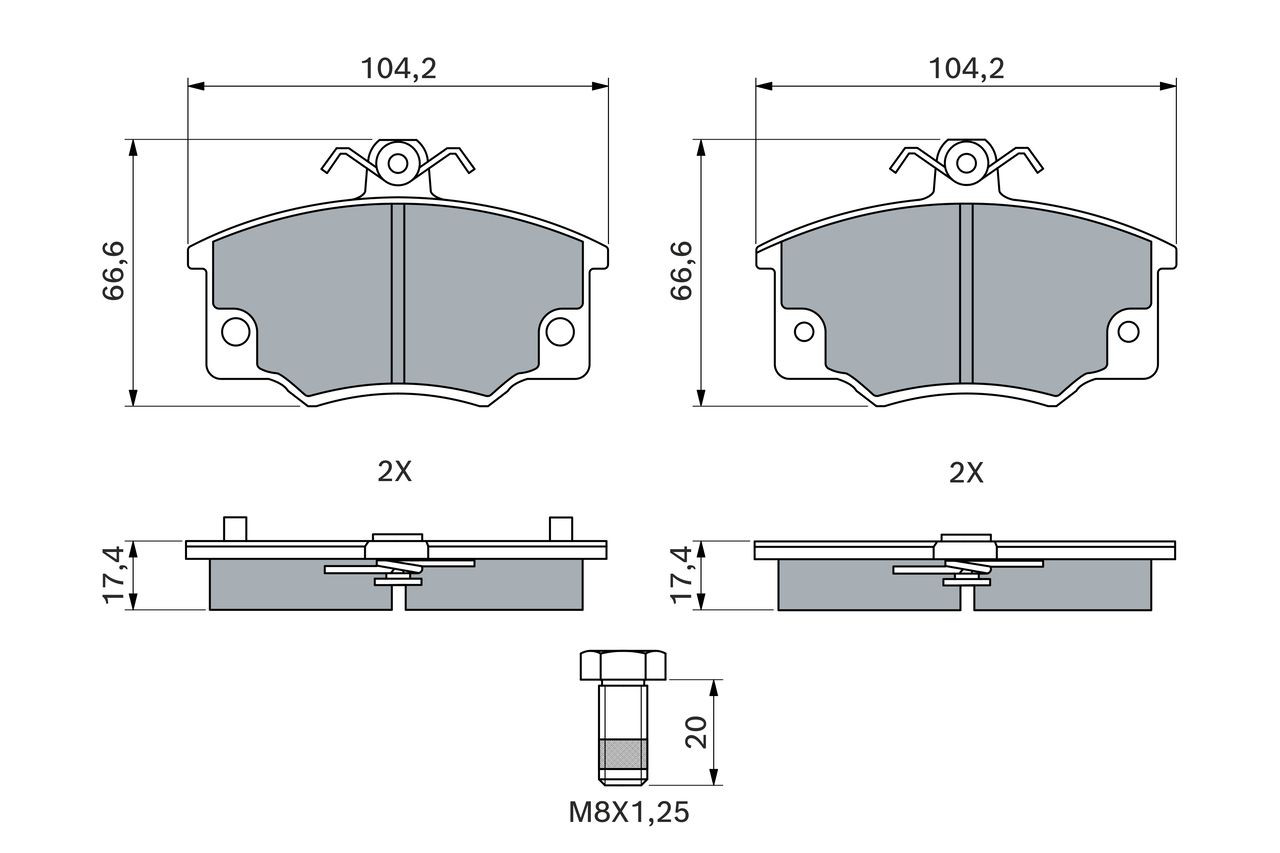 0986468380 Bosch Передні гальмівні колодки