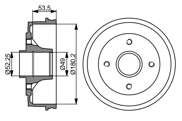 Барабан гальмівний задній Bosch 0986477061 ціна, від 33.49 USD