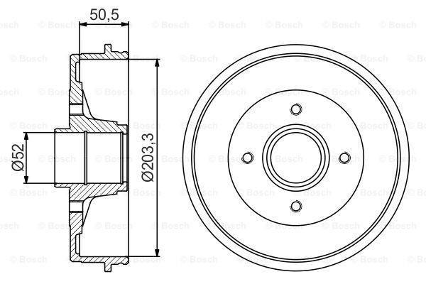 Барабан гальмівний задній Bosch 0986477175 ціна, від 52.64 USD